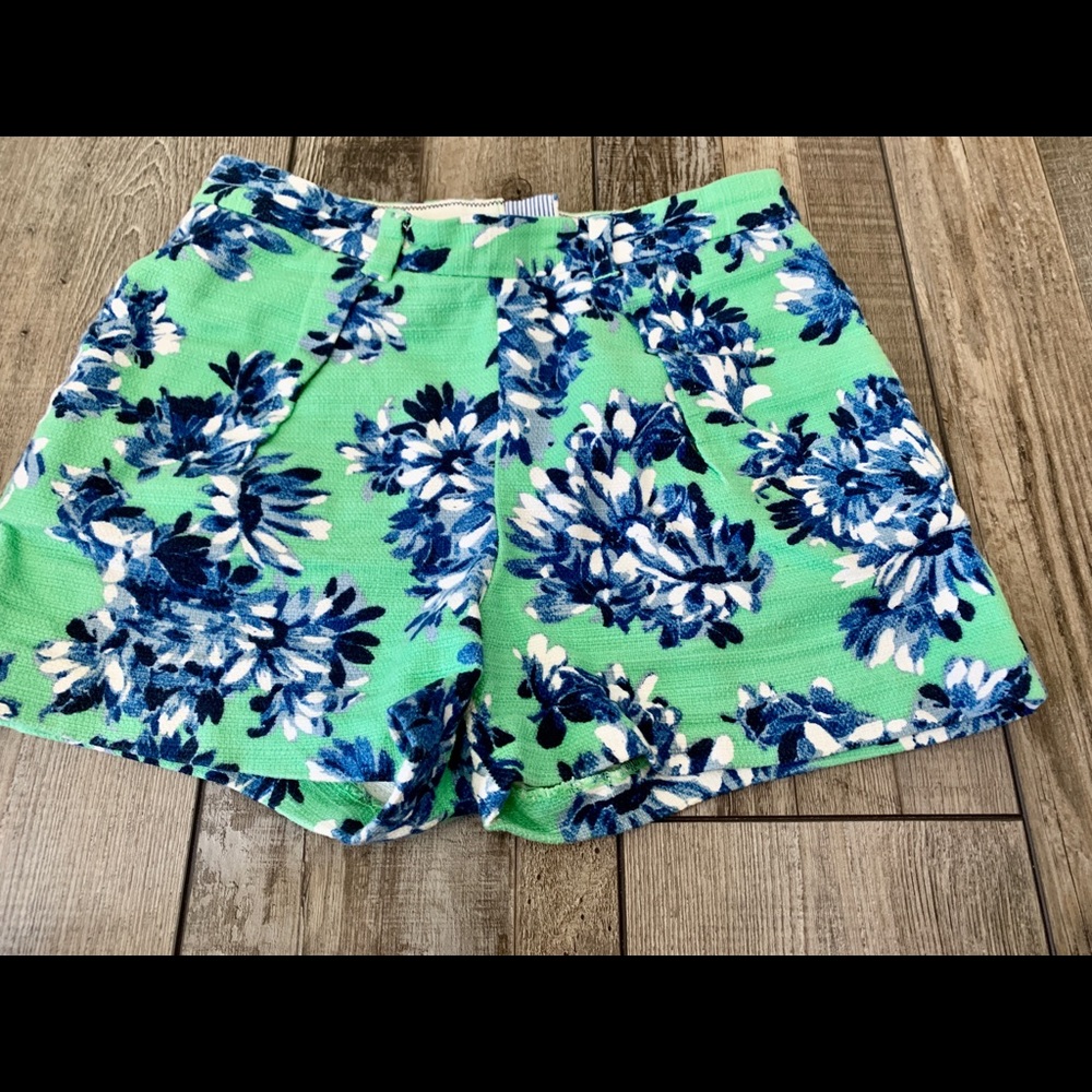 J Crew Blue Navy Green floral print shorts size 0